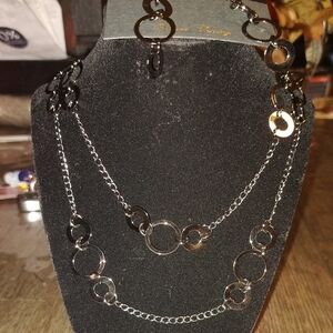 Park Lane Black and Silver Circle Necklace